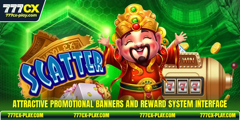 Attractive promotional banners and reward system interface